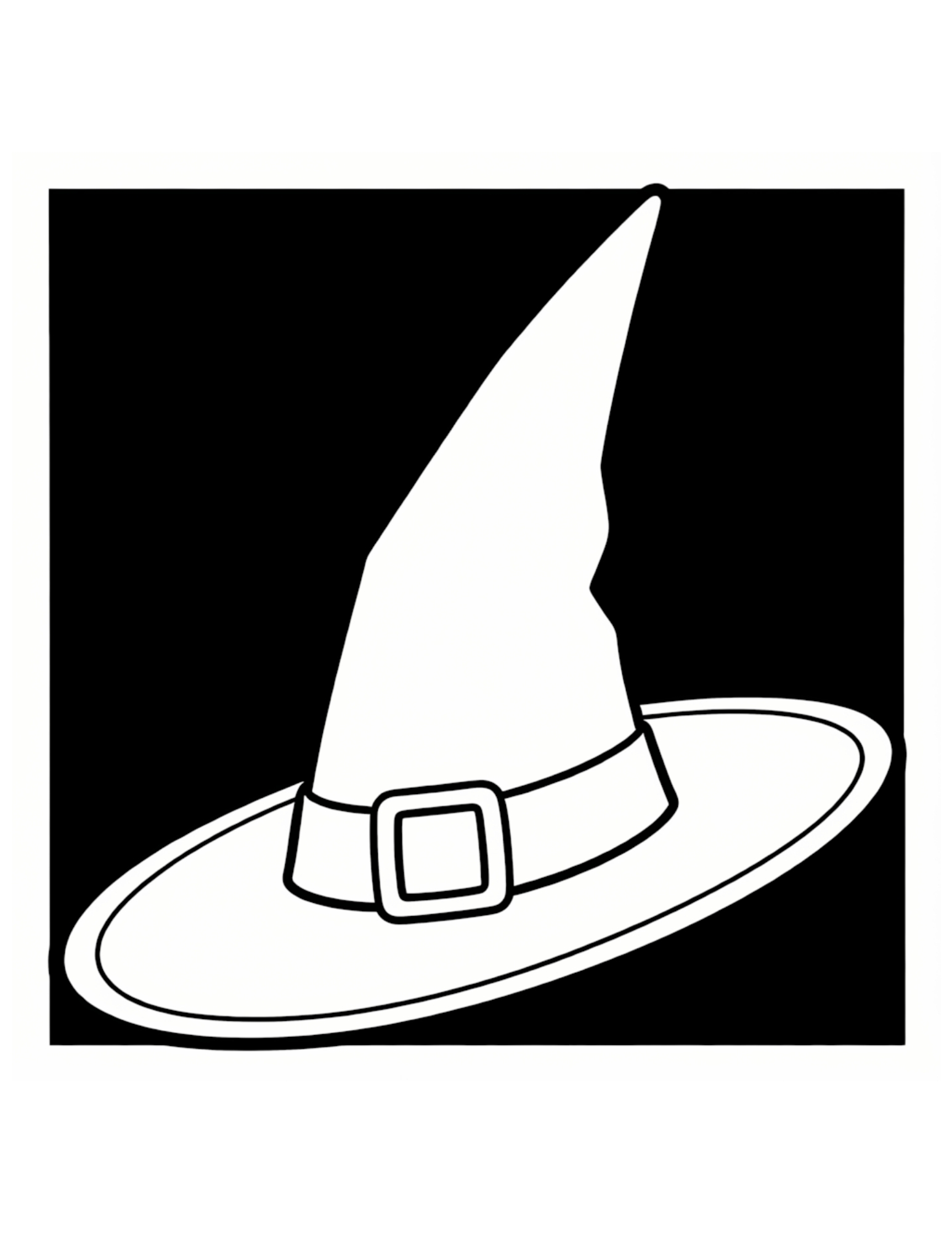 Halloween Witch Hat - Black and White Coloring Page