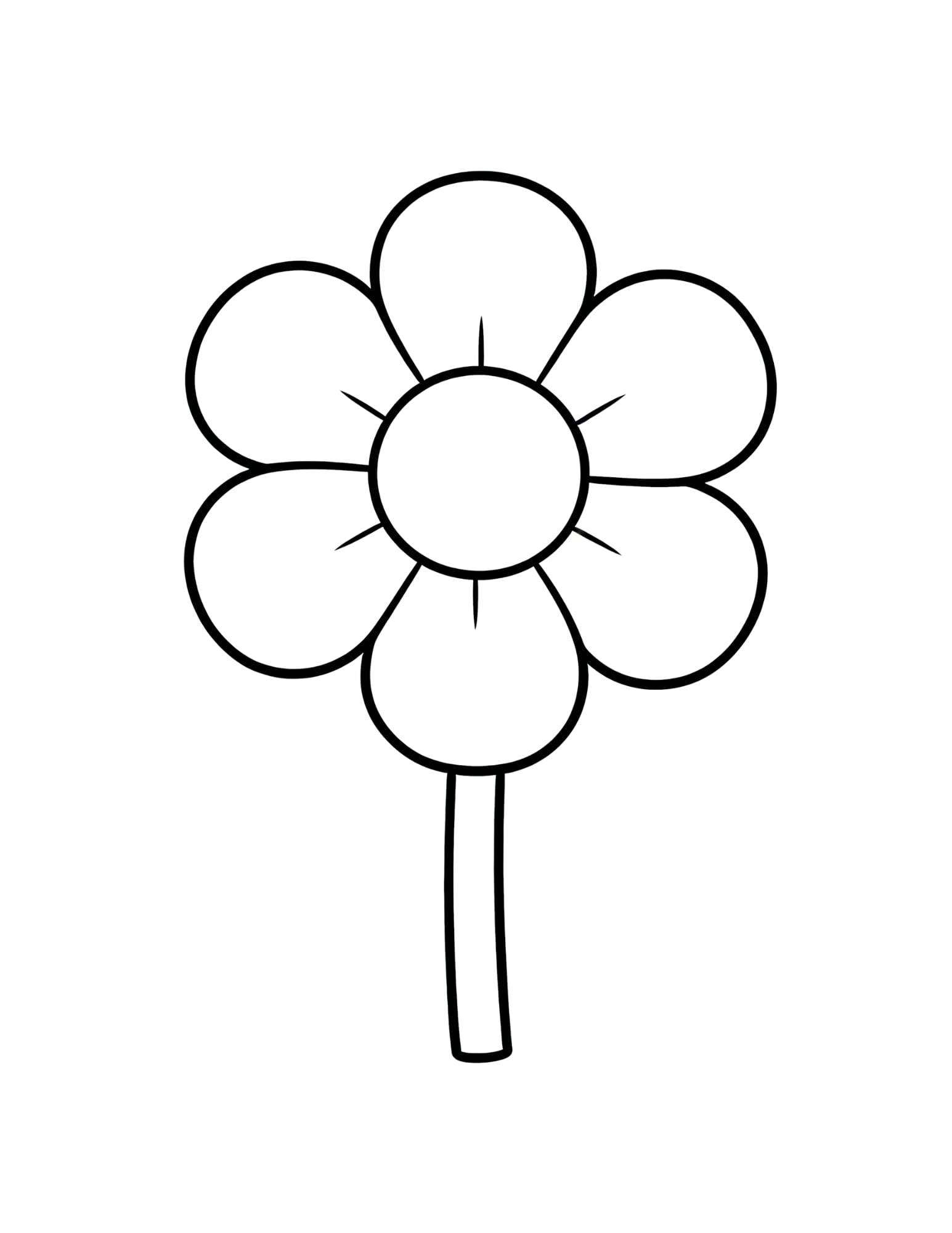Simple Flower Coloring Page for Mom — Preschool & Toddler - Black and White Coloring Page