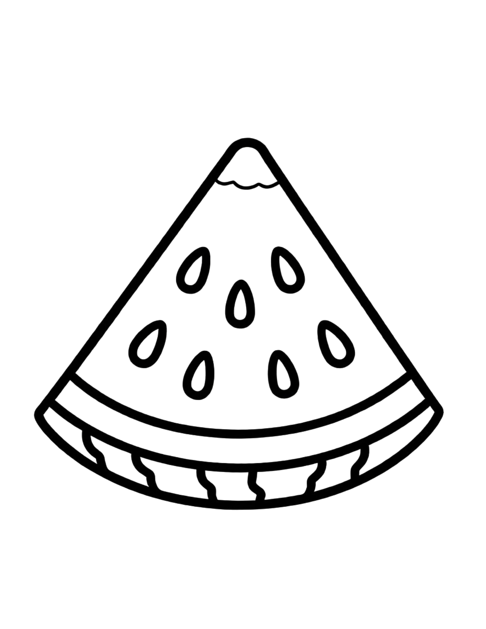 Watermelon Slice Summer - Black and White Coloring Page