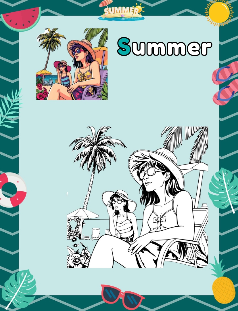 simple summer coloring pages